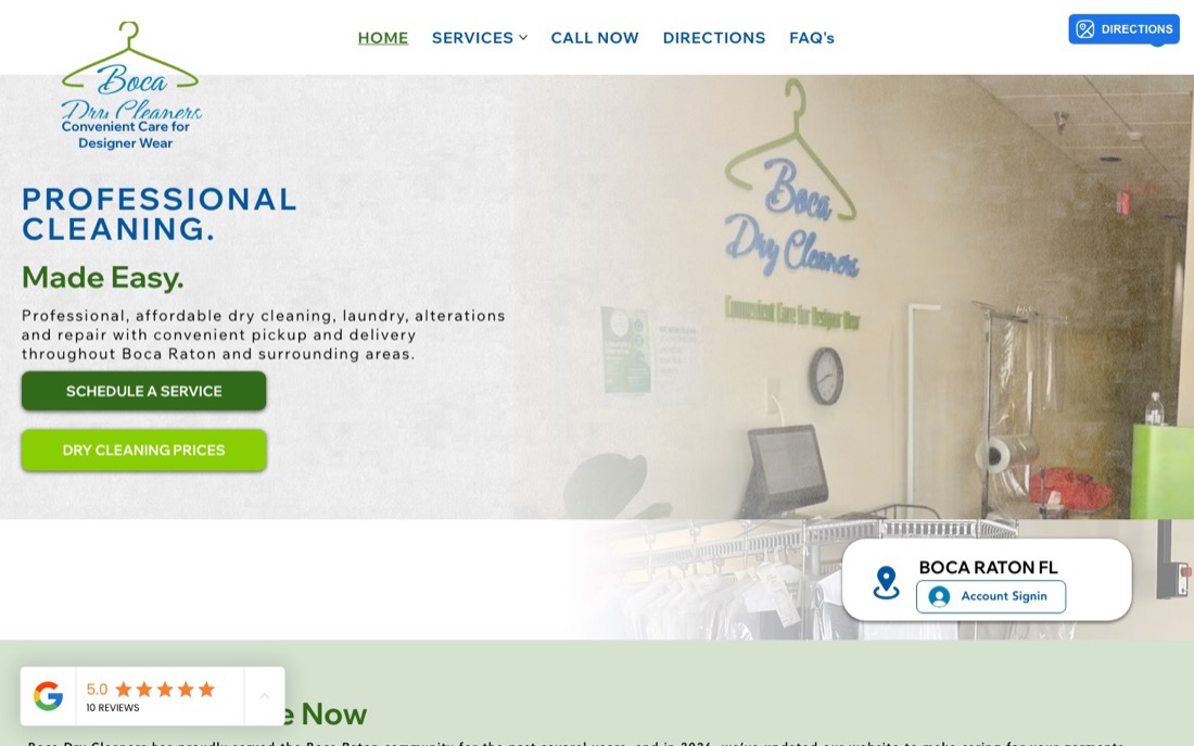 Boca Dry Cleaners website