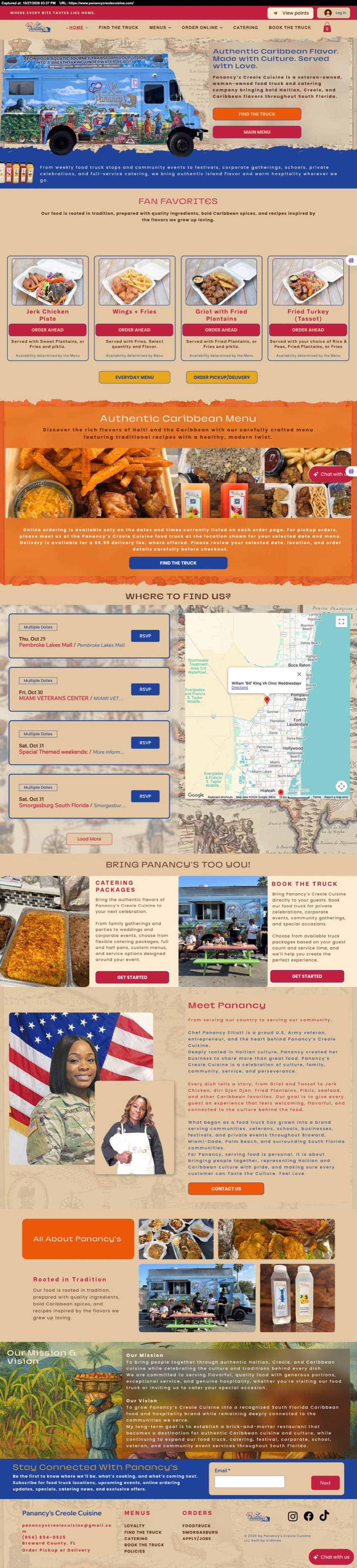 Panancy's Creole Cuisine: website screenshot